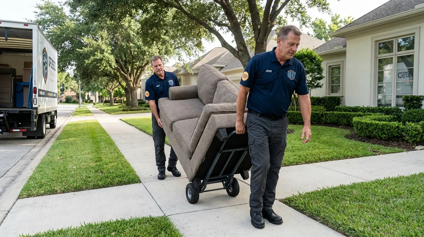 Local residential moving crew loading furniture in Short Hills, NJ
