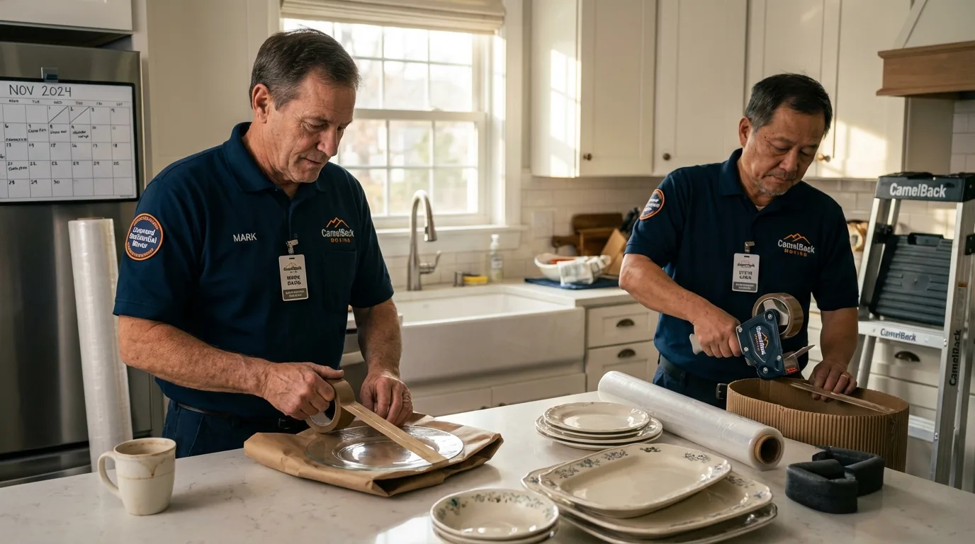 Professional crew packing kitchen dishware in Short Hills, NJ