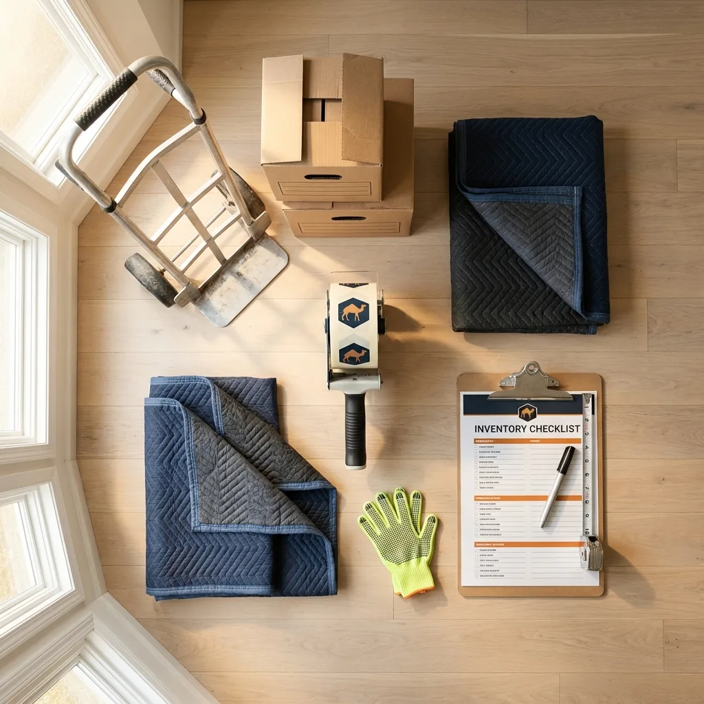 Professional moving supplies and packing materials layout for Short Hills residential relocations